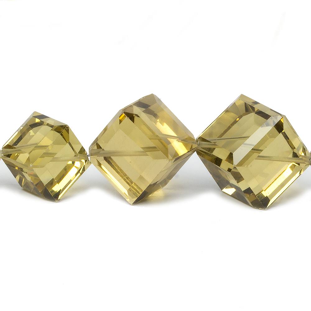 5-14mm Lemon Quartz Beveled Edge Cube beads 19 inch 41 pieces - Beadsofcambay.com