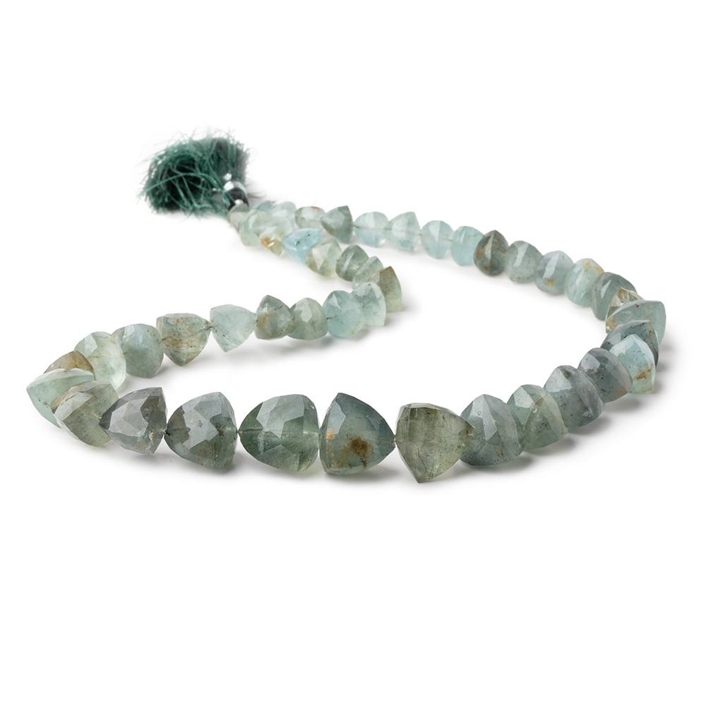 5-14mm Moss Aquamarine Faceted Trillion Beads 15 inch 46 pieces - Beadsofcambay.com