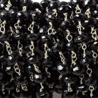 5-5.5mm Black Spinel faceted rondelle Silver Chain by the foot 34 pieces - Beadsofcambay.com