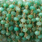 5-5.5mm Chrysoprase faceted rondelle Gold Chain by the foot 32 pieces - Beadsofcambay.com