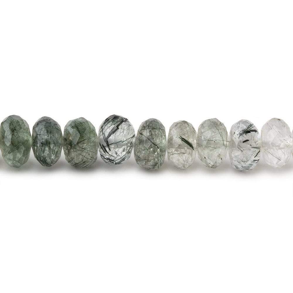 7mm Green Tourmalinated Quartz Faceted Rondelle 15 inch 88 Beads
