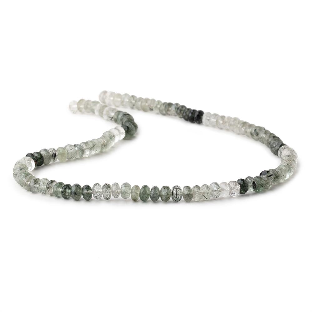 5-5.5mm Green Tourmalinated Quartz Faceted Rondelle 15 inch 110 Beads - Beadsofcambay.com