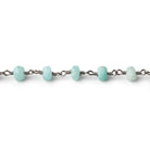 5-5.5mm Matte Amazonite plain rondelle Black Gold plated chain by the foot 29 pcs - Beadsofcambay.com