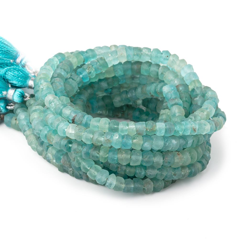 5-5.5mm Matte Apatite Faceted Rondelle Beads 13 inch 90 pieces - Beadsofcambay.com