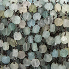 5-5.5mm Matte Aquamarine & Beryl coin Black Gold Chain by the foot 31 pieces - Beadsofcambay.com