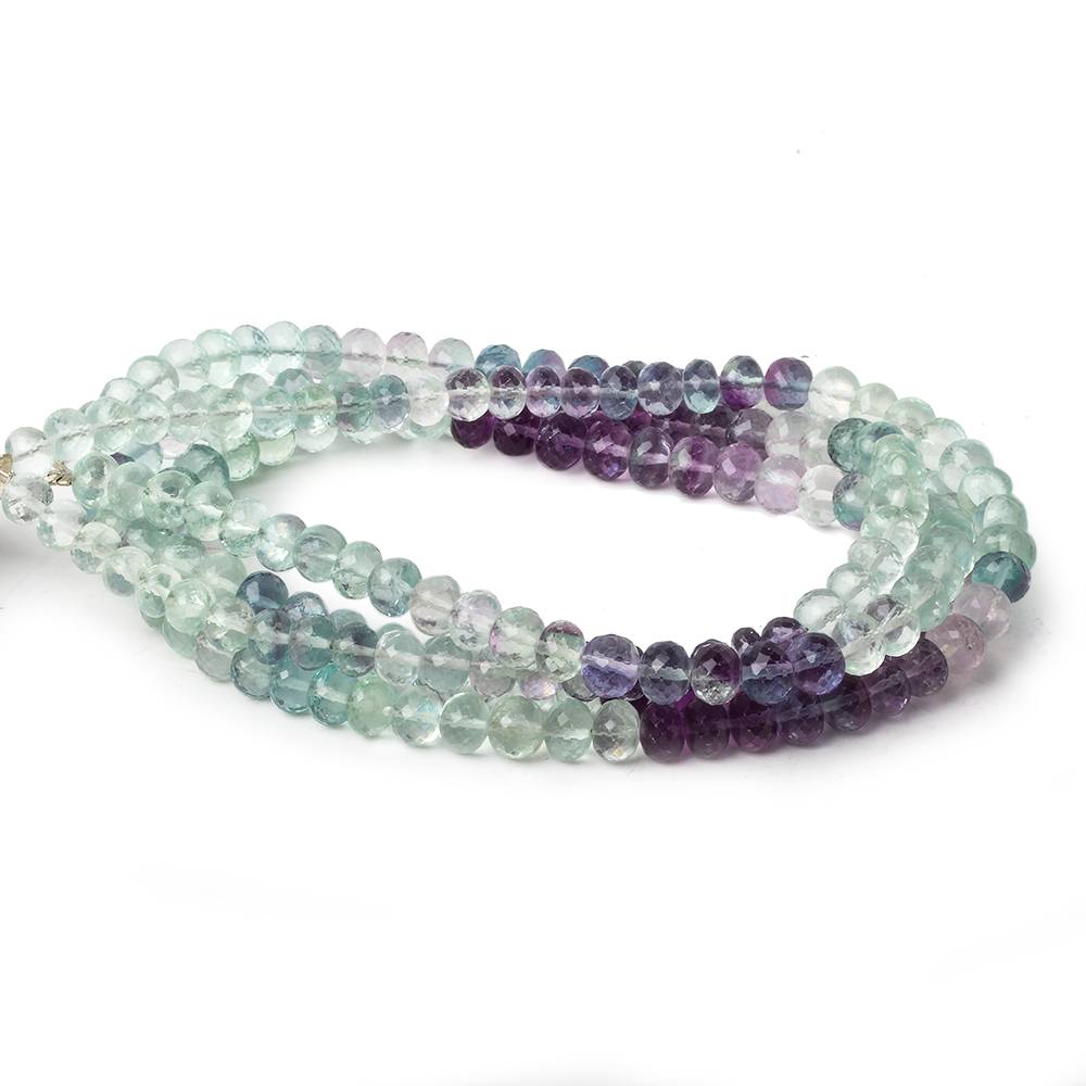 5-5.5mm Mint & Purple Fluorite micro faceted rondelles 16 inch 98 beads AAA - Beadsofcambay.com
