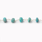 5-5.5mm Mongolian Turquoise Plain Rondelle Beads on .925 Silver Chain - Beadsofcambay.com