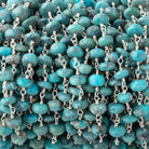 5-5.5mm Mongolian Turquoise Plain Rondelle Beads on .925 Silver Chain - Beadsofcambay.com