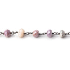 5-5.5mm Multi Gemstone Faceted Rondelles on Black Gold .925 Chain by the Foot 34 beads - Beadsofcambay.com