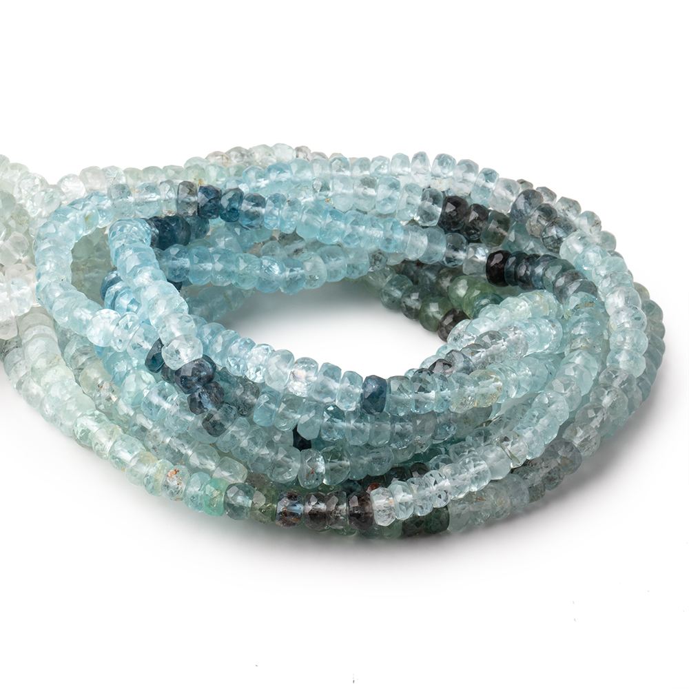5-5.5mm Multi Moss Aquamarine faceted rondelle beads 16 inch 127 pieces - Beadsofcambay.com