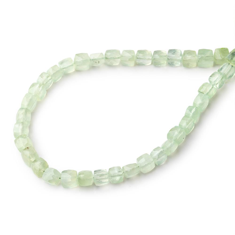5-5.5mm Prehnite Faceted Cube Beads 8 inch 35 pieces - Beadsofcambay.com