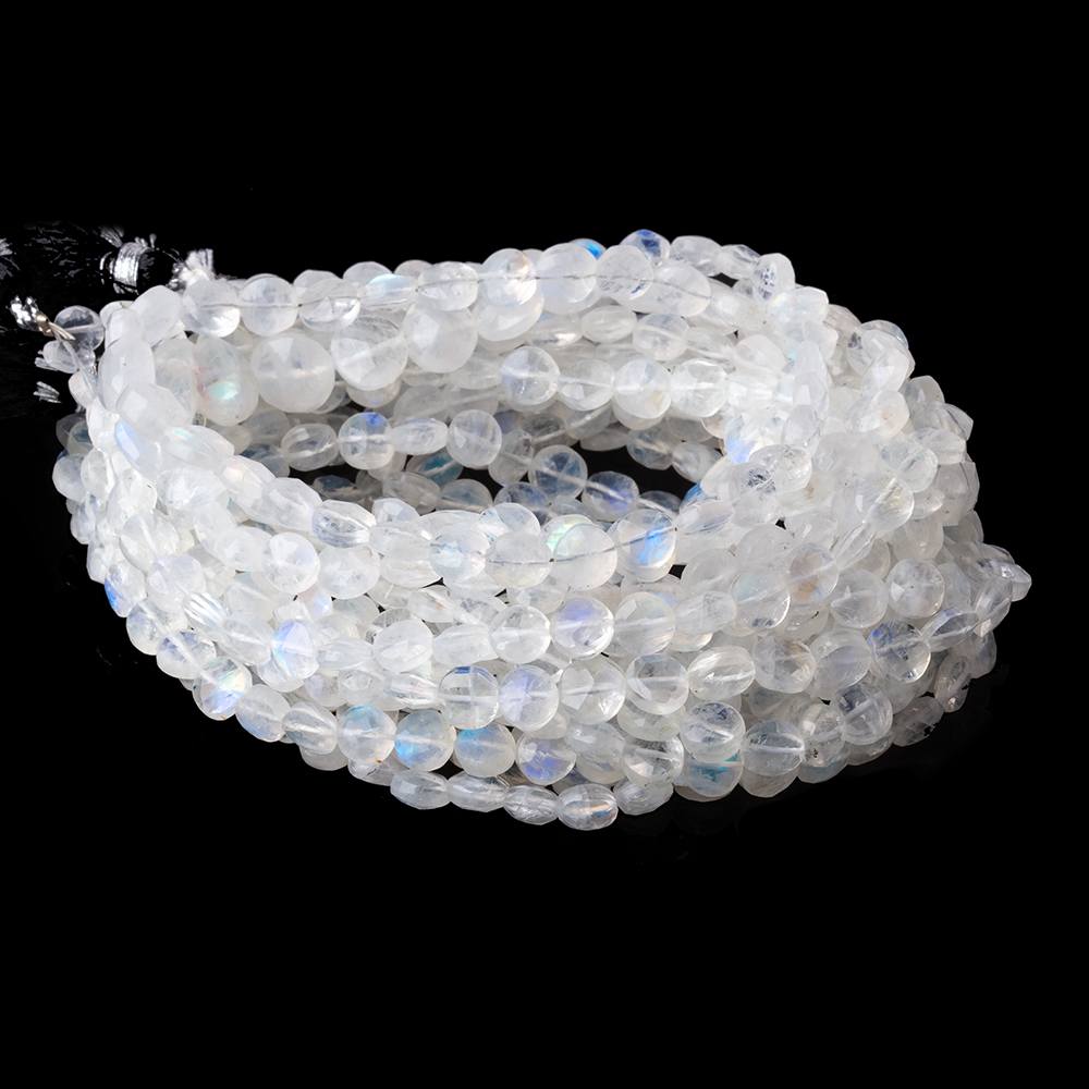 5-5.5mm Rainbow Moonstone Faceted Coin Beads 15.5 inch 68 pieces - Beadsofcambay.com