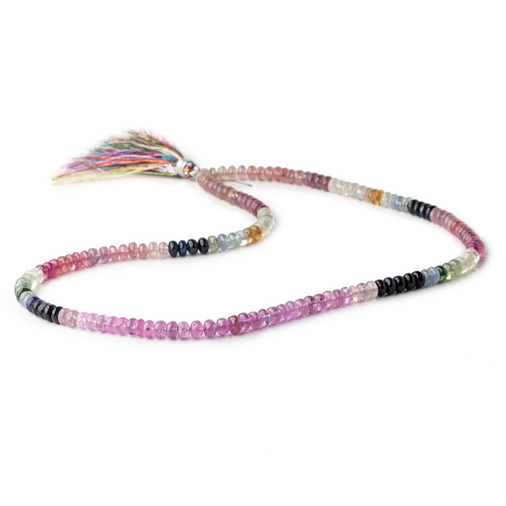 5-5.5mm Ruby & Multi Color Sapphire Plain Rondelle Beads 18 inch 164 pieces - Beadsofcambay.com