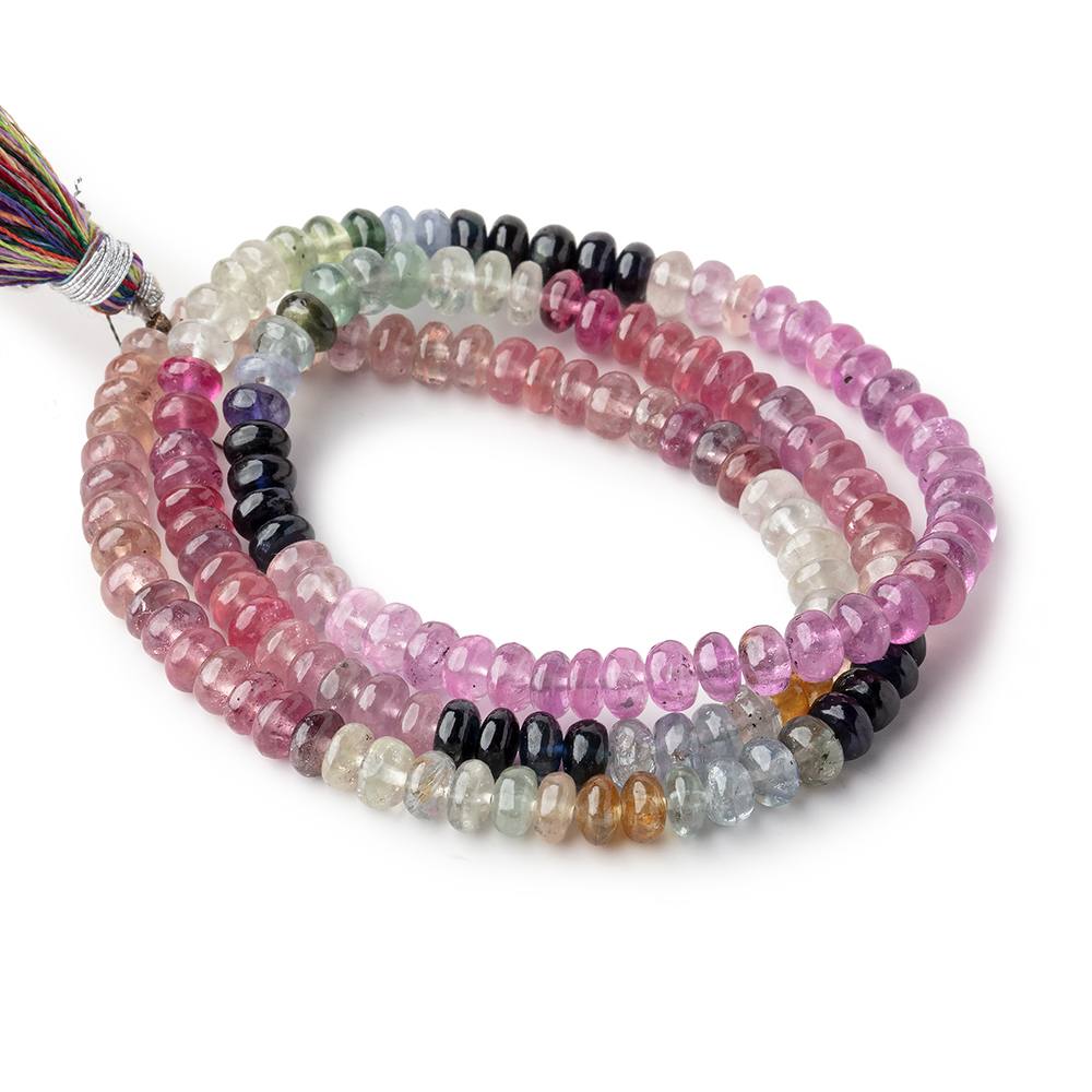 5-5.5mm Ruby & Multi Color Sapphire Plain Rondelle Beads 18 inch 164 pieces - Beadsofcambay.com