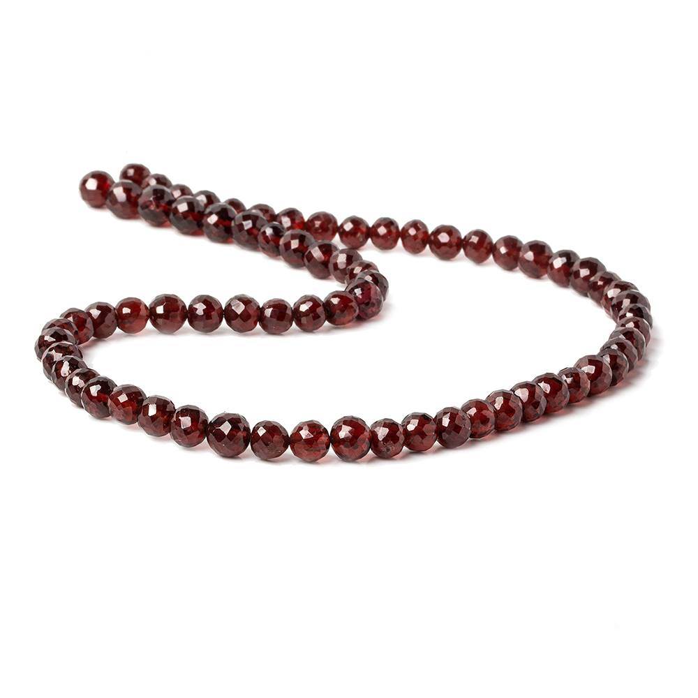 5-6.5mm Garnet Faceted Round Beads 15.75 inch 68 pieces - Beadsofcambay.com