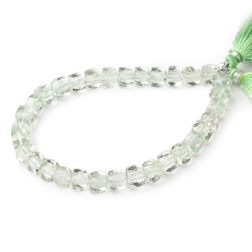 5-6.5mm Prasiolite Green Amethyst faceted cubes 8 inches 33 beads AA - Beadsofcambay.com