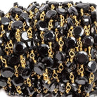 5-6mm Black Spinel bezel faceted coin Gold plated Chain by the foot 27 pcs - Beadsofcambay.com