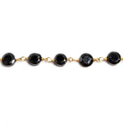 5-6mm Black Spinel bezel faceted coin Gold plated Chain by the foot 27 pcs - Beadsofcambay.com