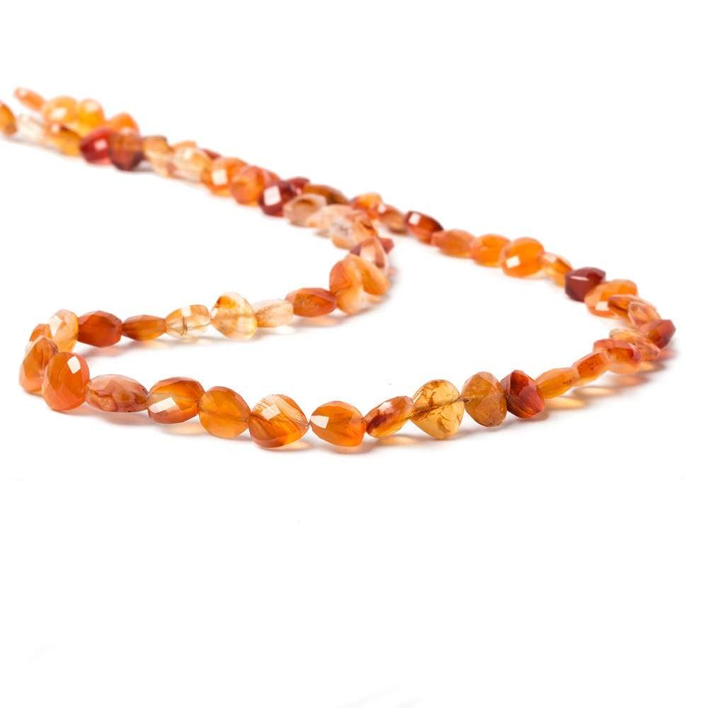 5-6mm Carnelian Straight Drilled Faceted Heart Beads 15 inch 64 pieces - Beadsofcambay.com