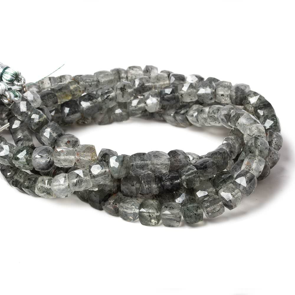5-6mm Chlorite in Quartz faceted cubes 8 inch 37 Beads - Beadsofcambay.com