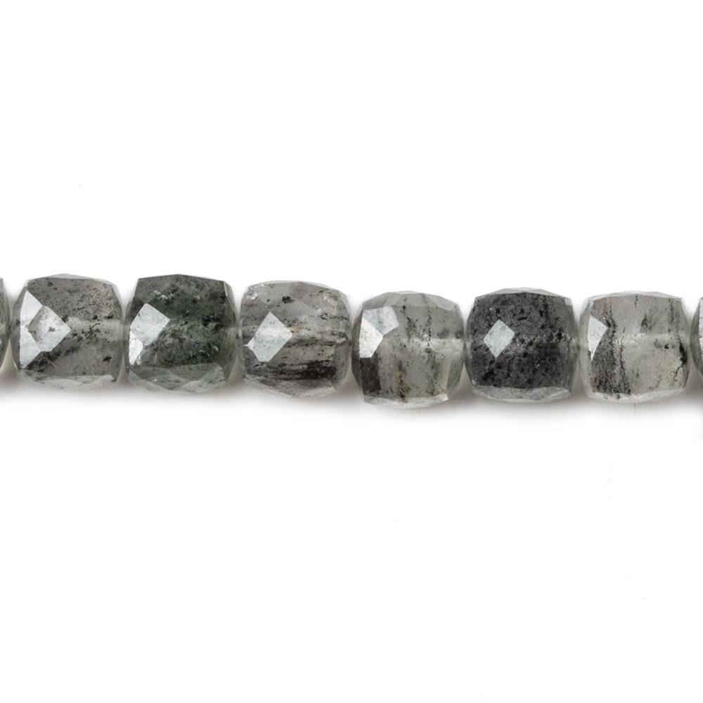 5-6mm Chlorite in Quartz faceted cubes 8 inch 37 Beads - Beadsofcambay.com