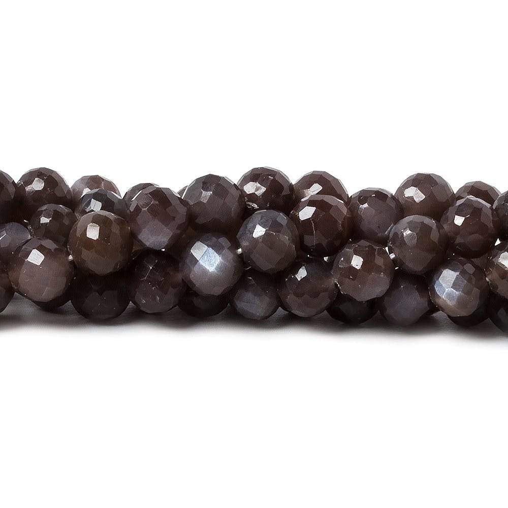 5-6mm Chocolate Moonstone faceted round beads 14 inch 62 pieces AA - Beadsofcambay.com