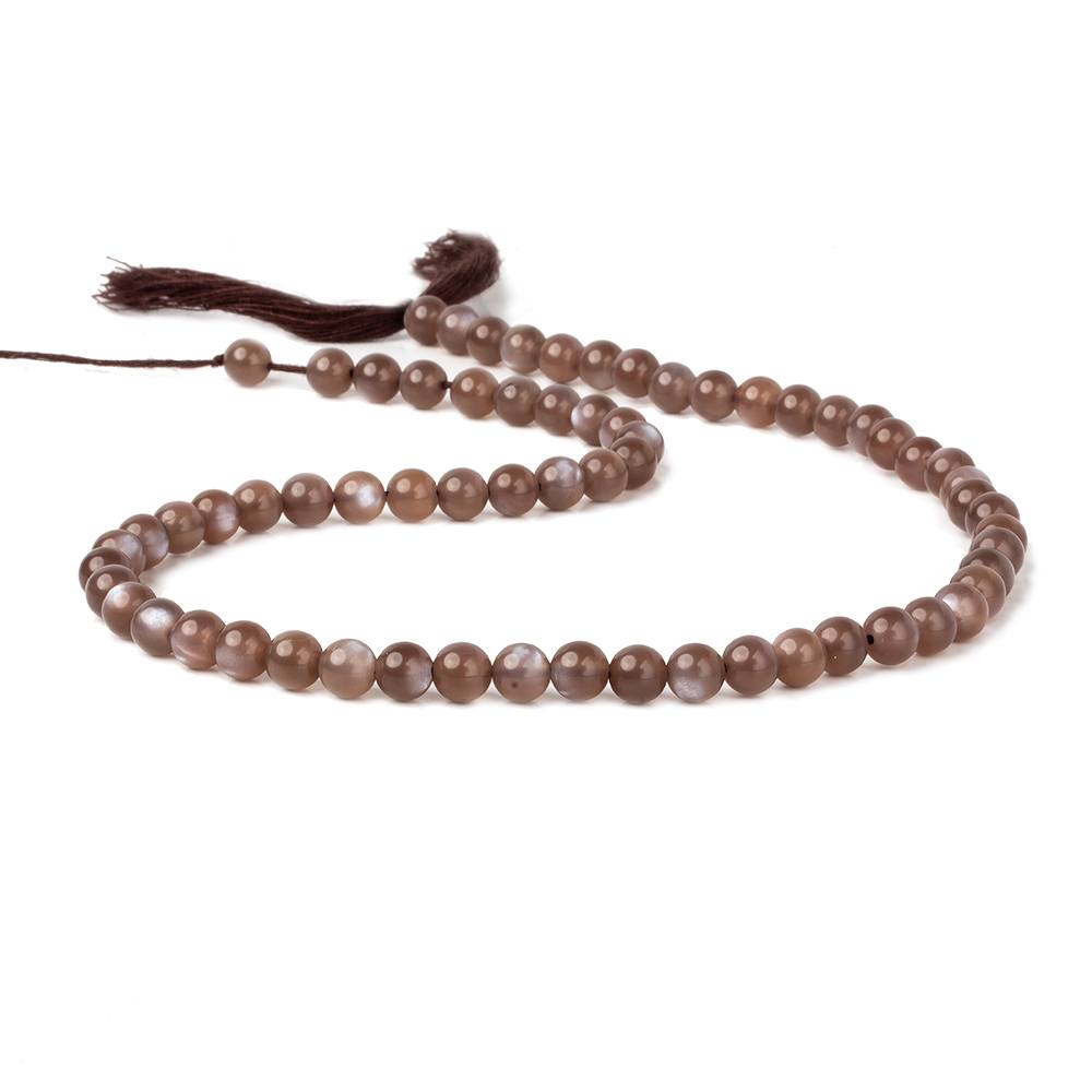 5-6mm Chocolate Moonstone plain rounds 16 inch 68 beads 1mm drill hole - Beadsofcambay.com