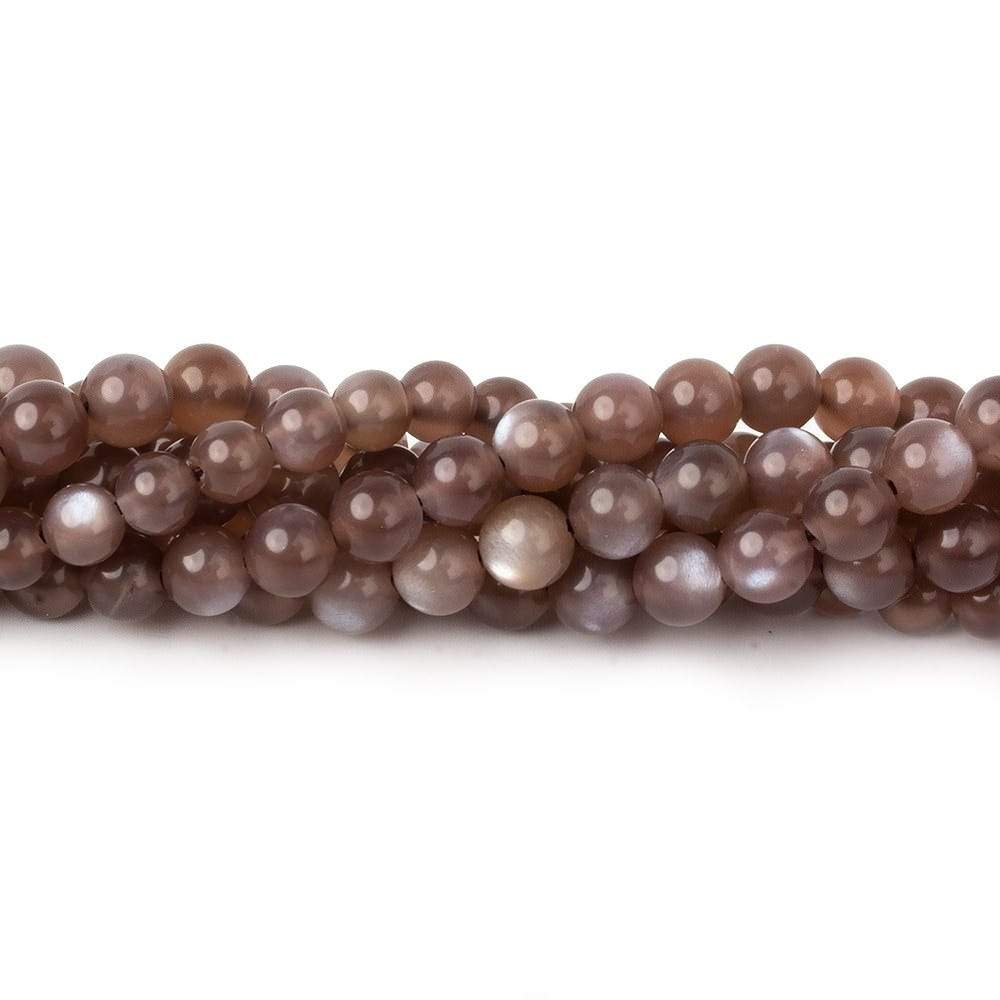 5-6mm Chocolate Moonstone plain rounds 16 inch 68 beads 1mm drill hole - Beadsofcambay.com