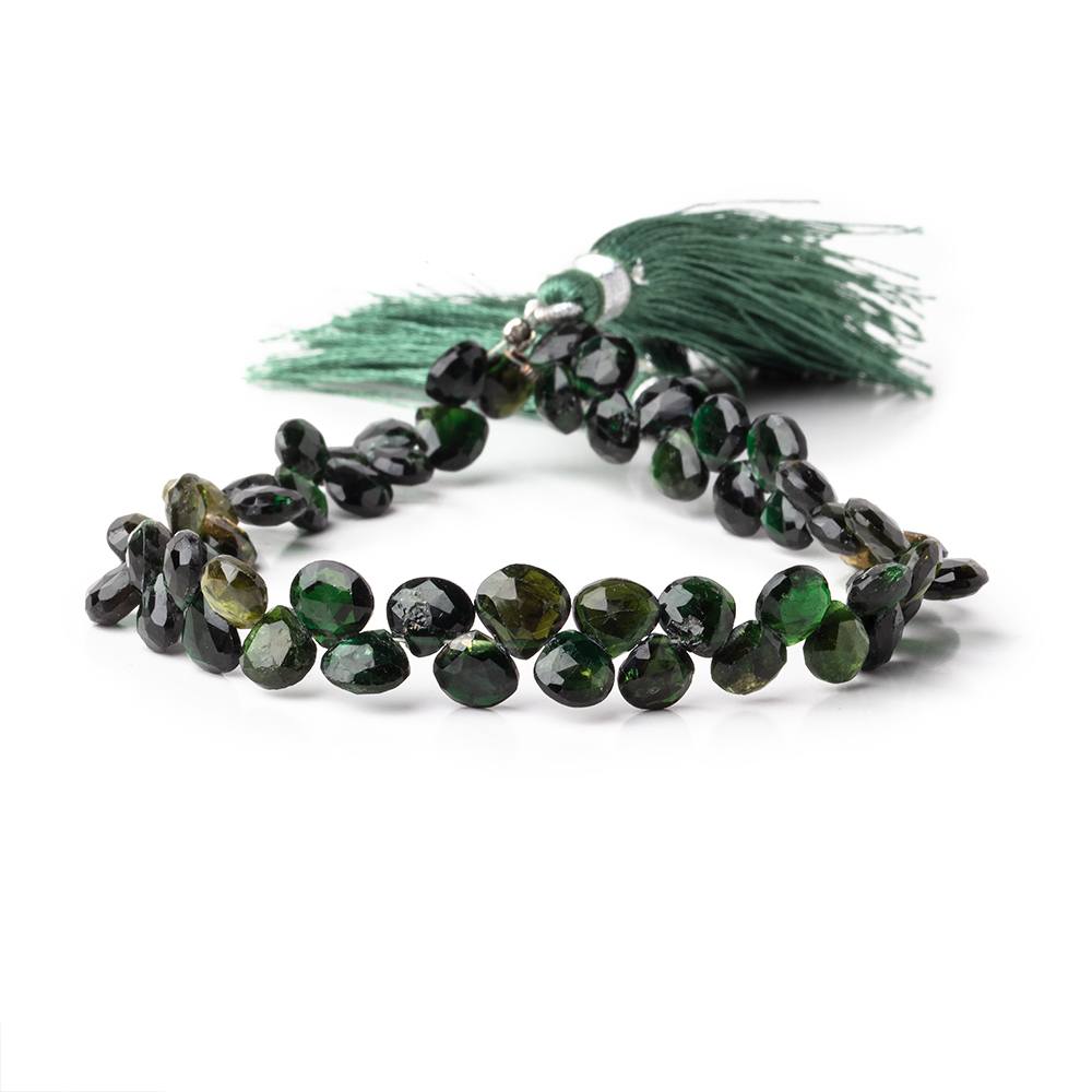 5-6mm Chrome Green Tourmaline Faceted Heart Beads 8 inch 58 pieces - Beadsofcambay.com