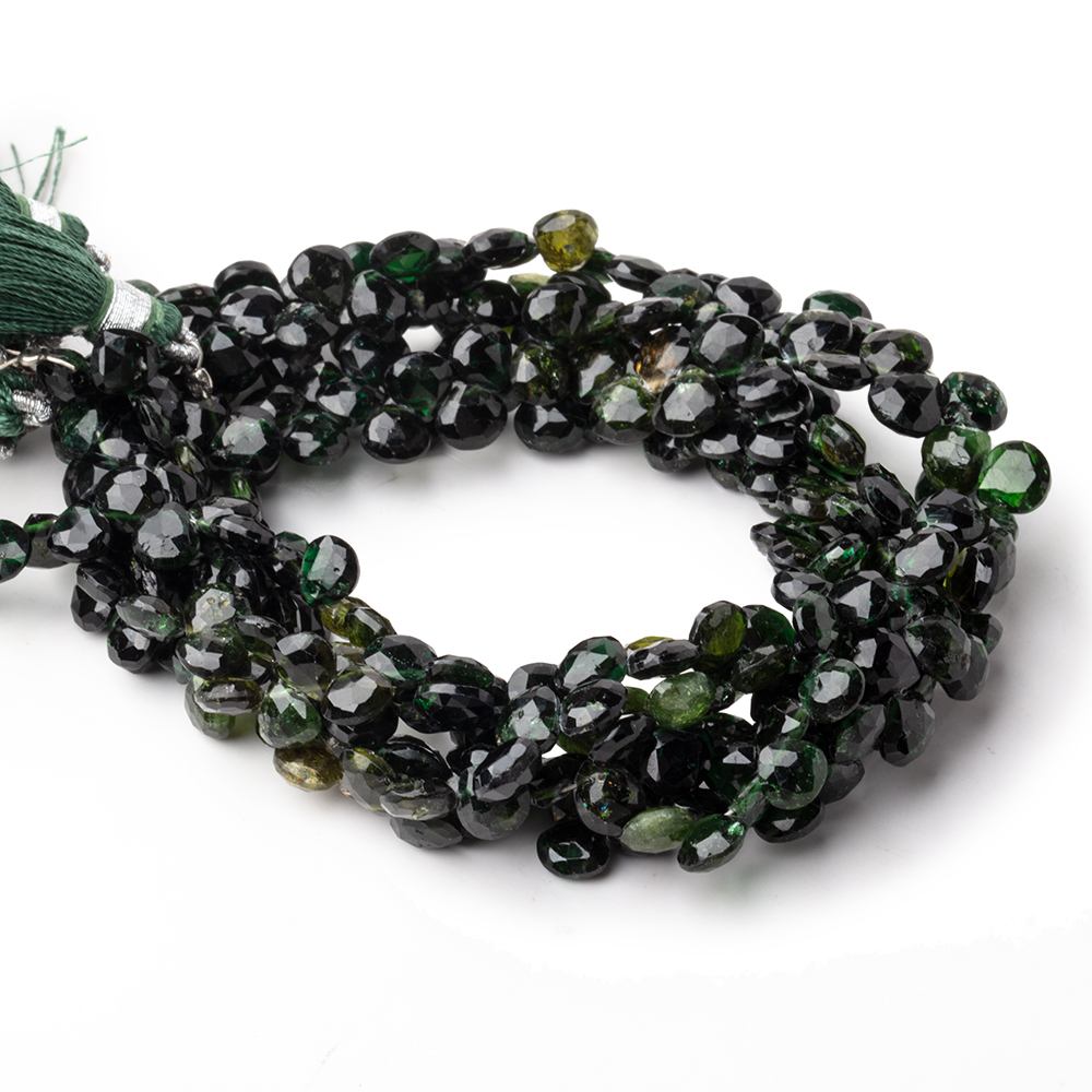 5-6mm Chrome Green Tourmaline Faceted Heart Beads 8 inch 58 pieces - Beadsofcambay.com