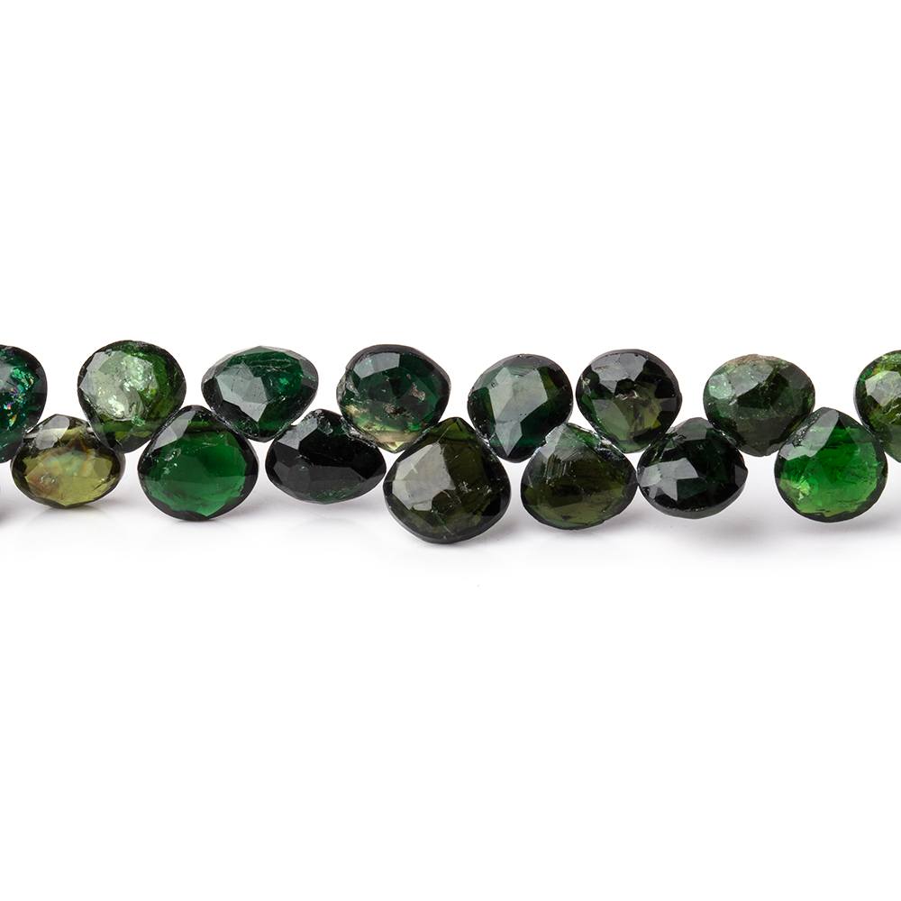 5-6mm Chrome Green Tourmaline Faceted Heart Beads 8 inch 58 pieces - Beadsofcambay.com