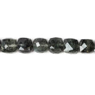 5-6mm Dark Chlorite in Quartz faceted cubes 8.25 inch 31 Beads - Beadsofcambay.com