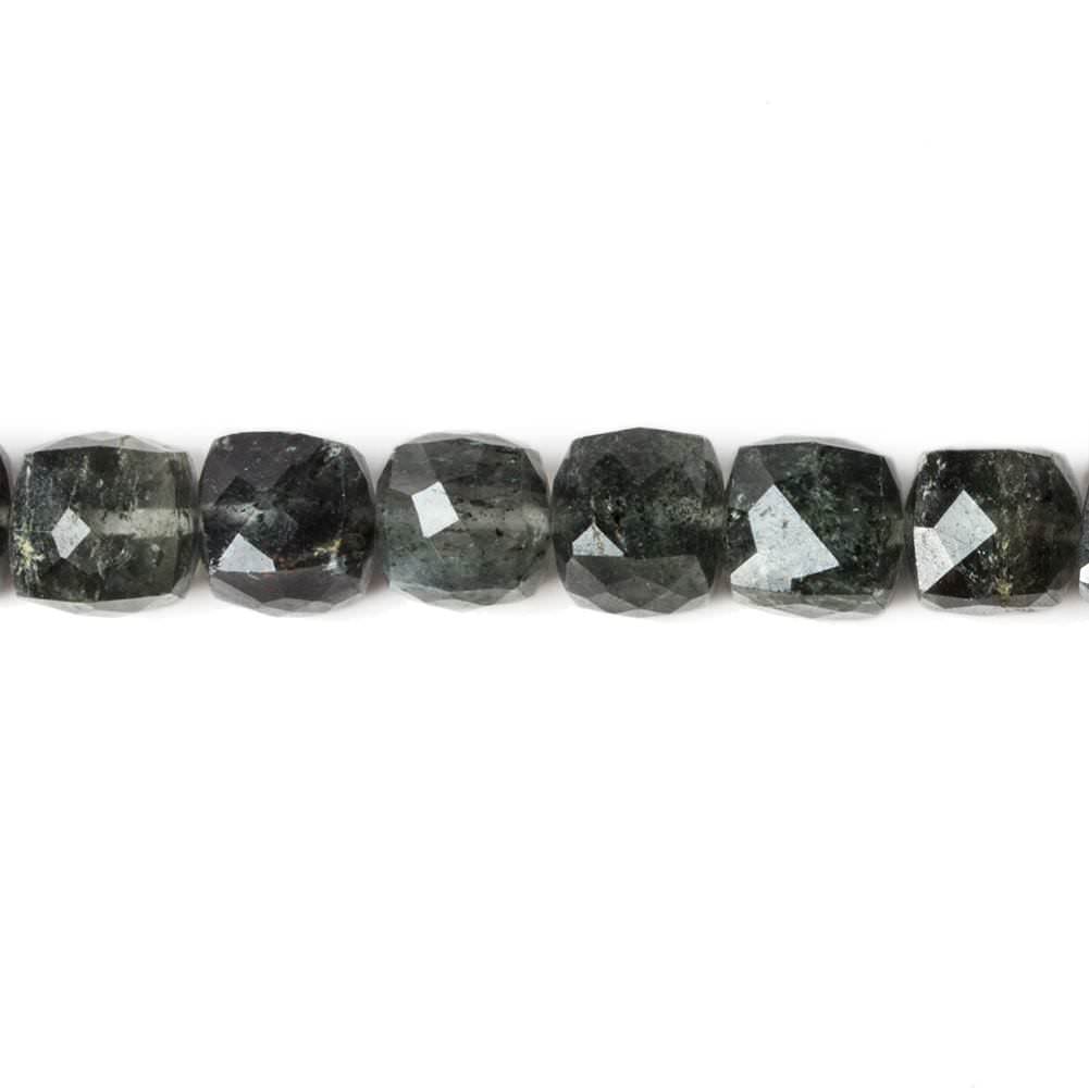 5-6mm Dark Chlorite in Quartz faceted cubes 8.25 inch 31 Beads - Beadsofcambay.com