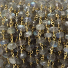 5-6mm Labradorite Faceted Rondelles on Vermeil Chain by the foot - Beadsofcambay.com