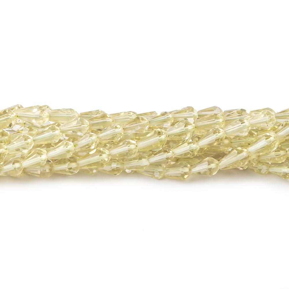5-6mm Lemon Quartz Straight Drilled Faceted Tear Drop Beads 14 inch 60 pieces - Beadsofcambay.com