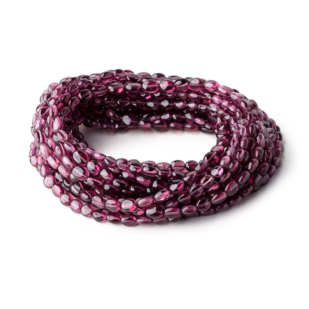 5-6mm Malaia Garnet Plain Oval Beads 16 inch 72 pieces AA - Beadsofcambay.com