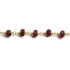 5-6mm Matte Garnet rondelle Gold plated Chain by the foot 32 pieces - Beadsofcambay.com