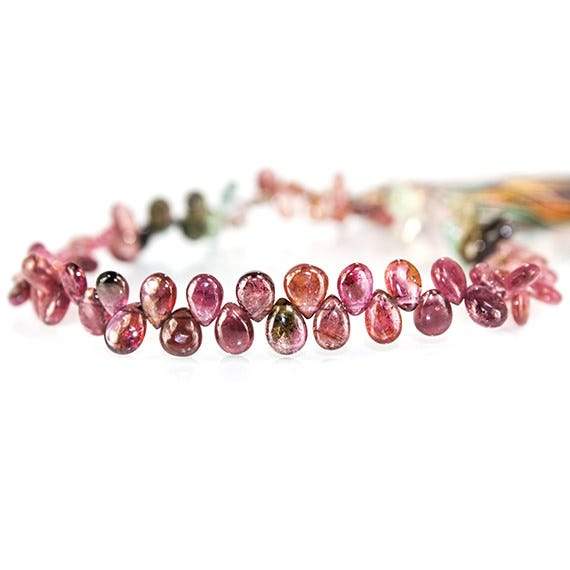 5-6mm Multi Color Afghani Tourmaline Plain Pear - Beadsofcambay.com