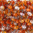 4.5mm Multi Color Fire Opal faceted rondelle Black Gold .925 Chain by the foot - Beadsofcambay.com