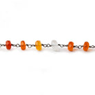 4.5mm Multi Color Fire Opal faceted rondelle Black Gold .925 Chain by the foot - Beadsofcambay.com