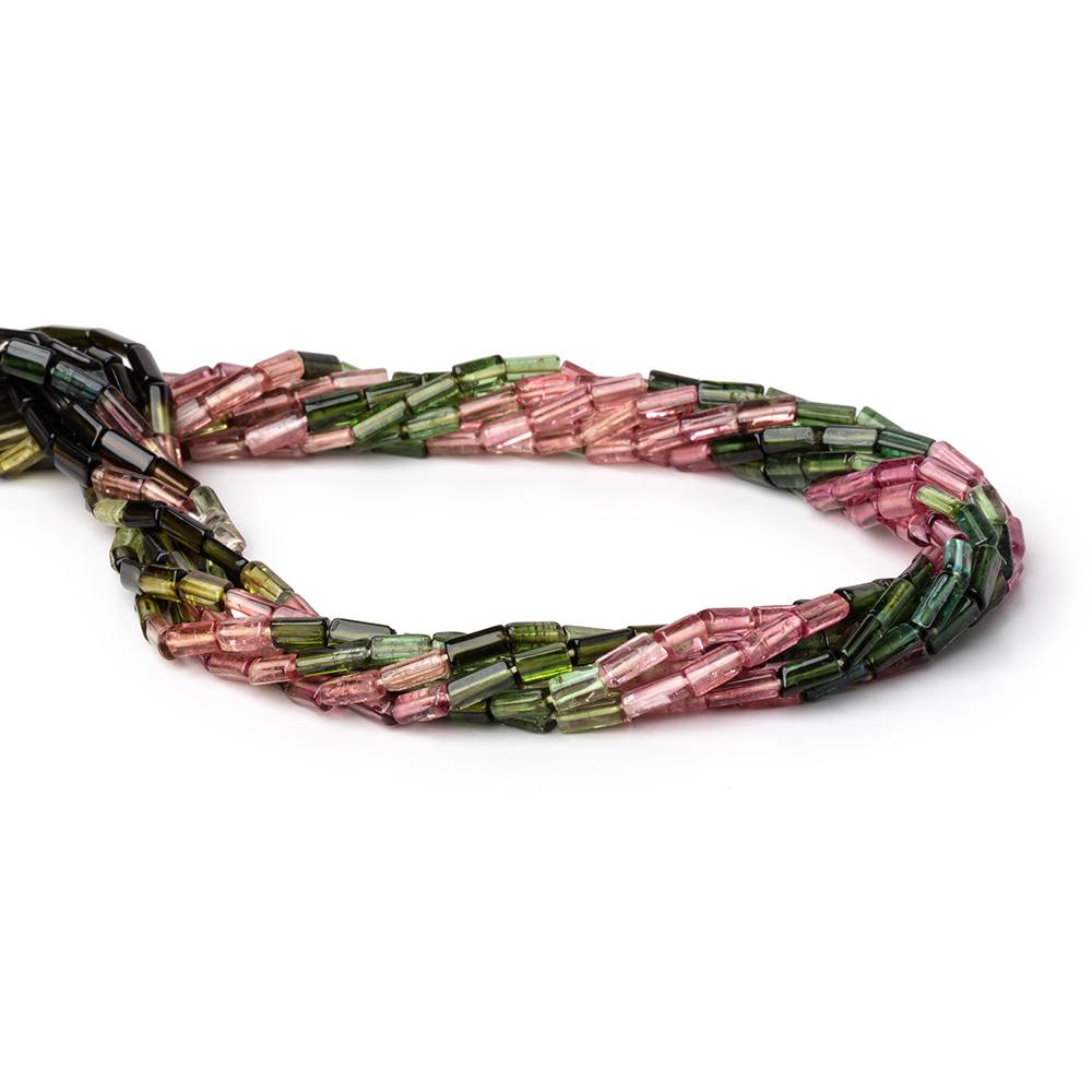 5-6mm Multi Color Tourmaline Plain Tube Beads 14 inch 57 pieces - Beadsofcambay.com