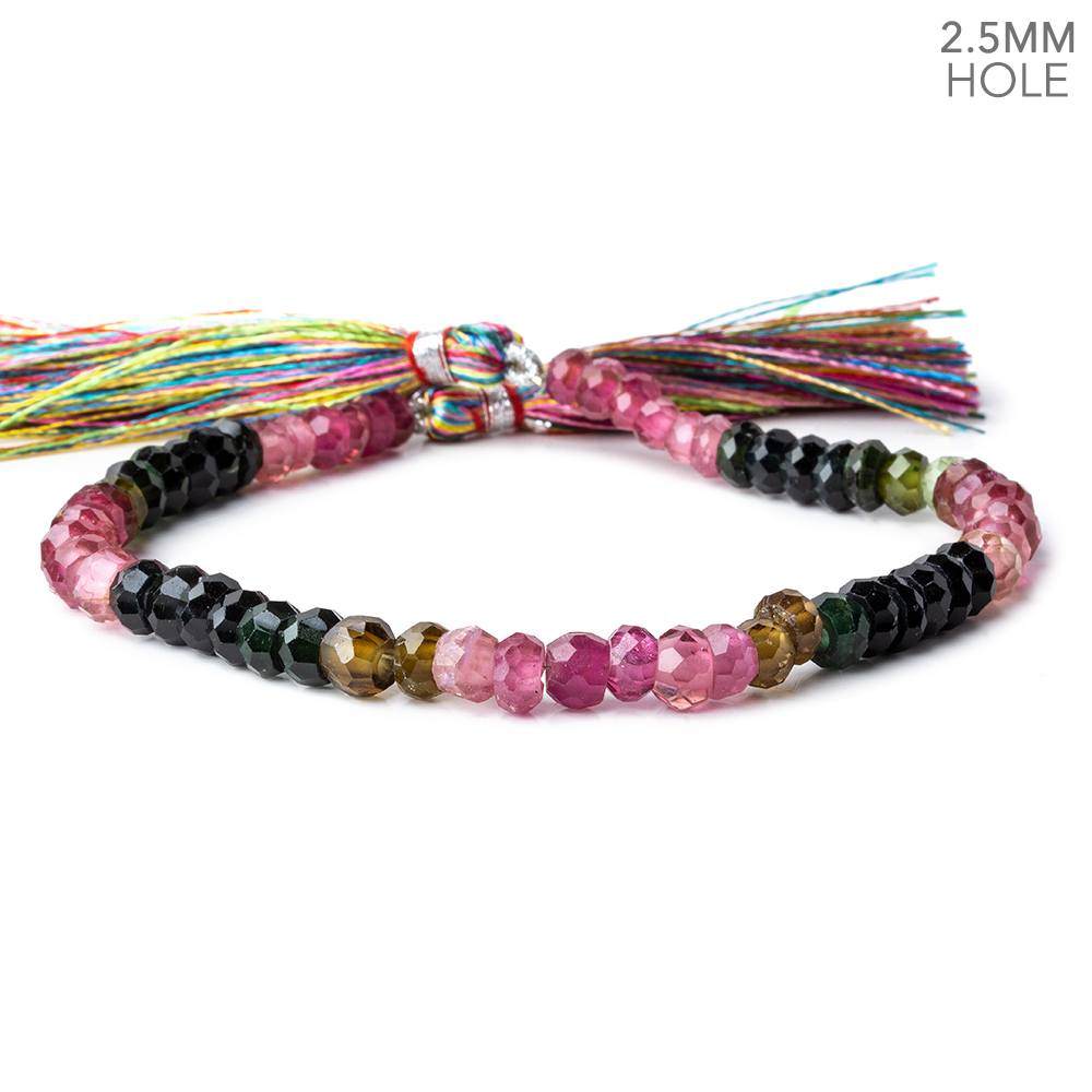 5 - 6mm Multi Tourmaline Large Hole Faceted Rondelle Beads 8 inch 59 pieces AAA - Beadsofcambay.com