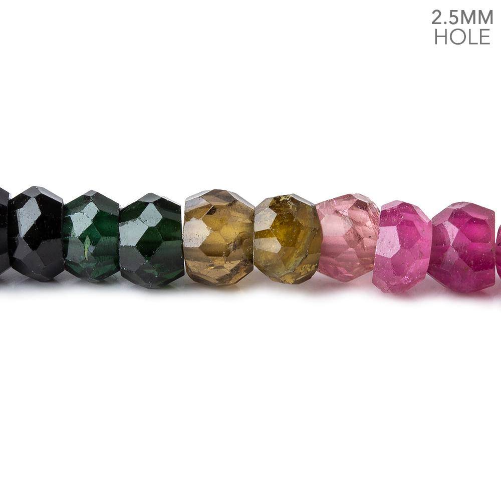 5 - 6mm Multi Tourmaline Large Hole Faceted Rondelle Beads 8 inch 59 pieces AAA - Beadsofcambay.com