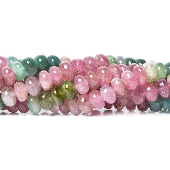5-6mm MultiColor Tourmaline plain rondelle Beads 16 inch 125 pieces - Beadsofcambay.com