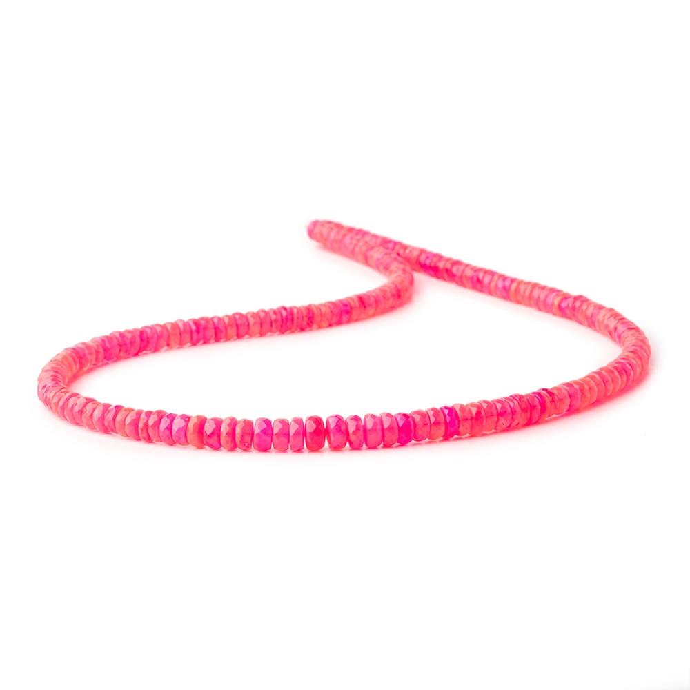 5-6mm Neon Pink Ethiopian Opal Faceted Rondelles 18 inch 164 color treated beads AA - Beadsofcambay.com