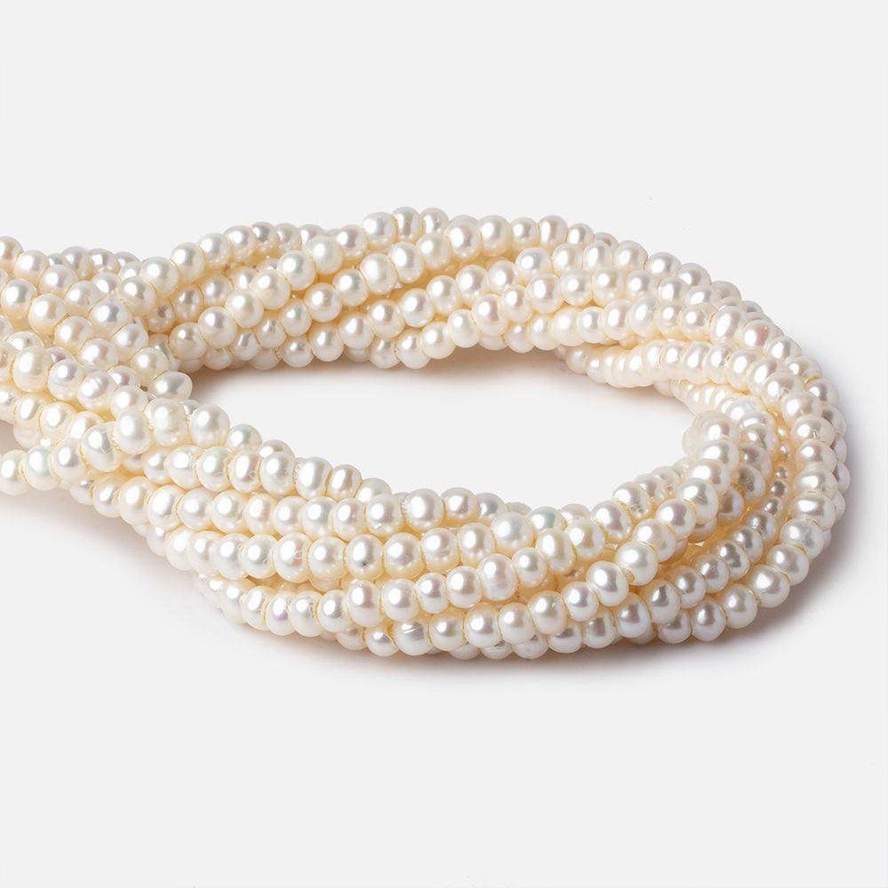 5-6mm Off White Off Round Large Hole Freshwater Pearls 90 pieces - Beadsofcambay.com