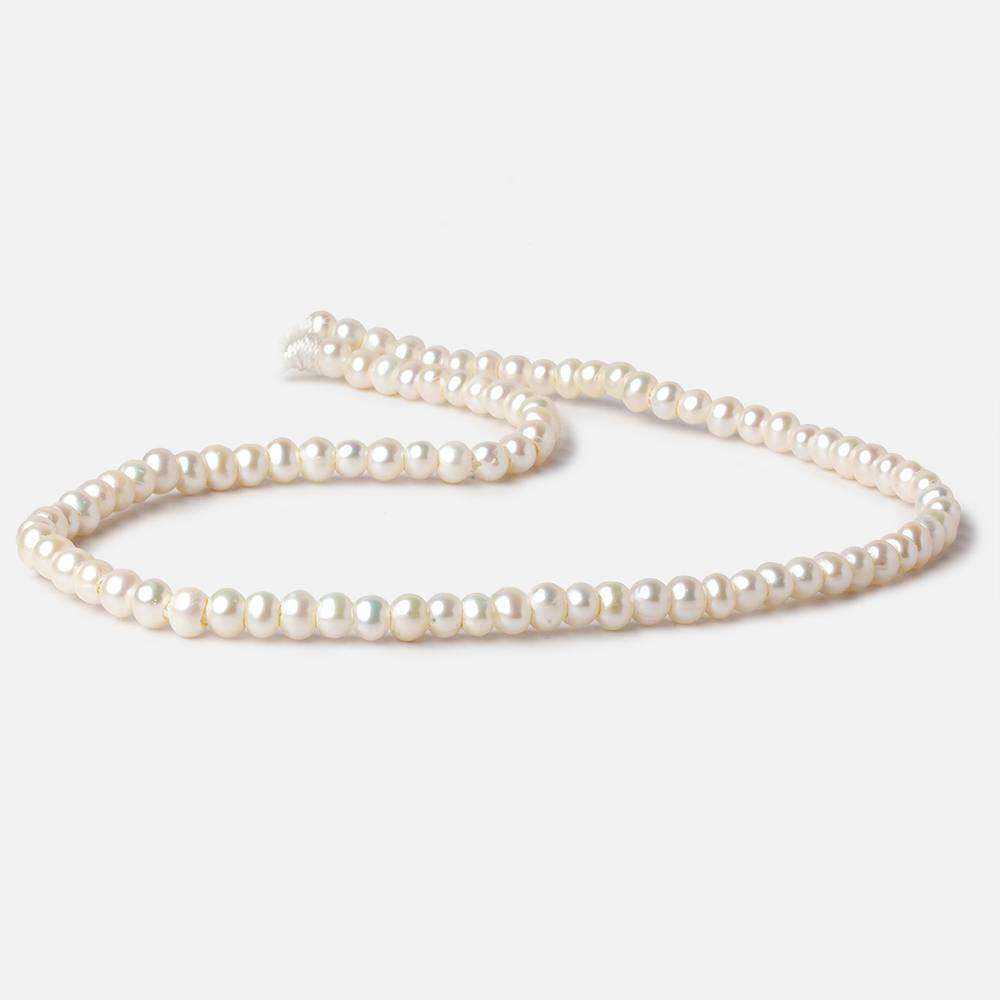 5-6mm Off White Off Round Large Hole Freshwater Pearls 90 pieces - Beadsofcambay.com
