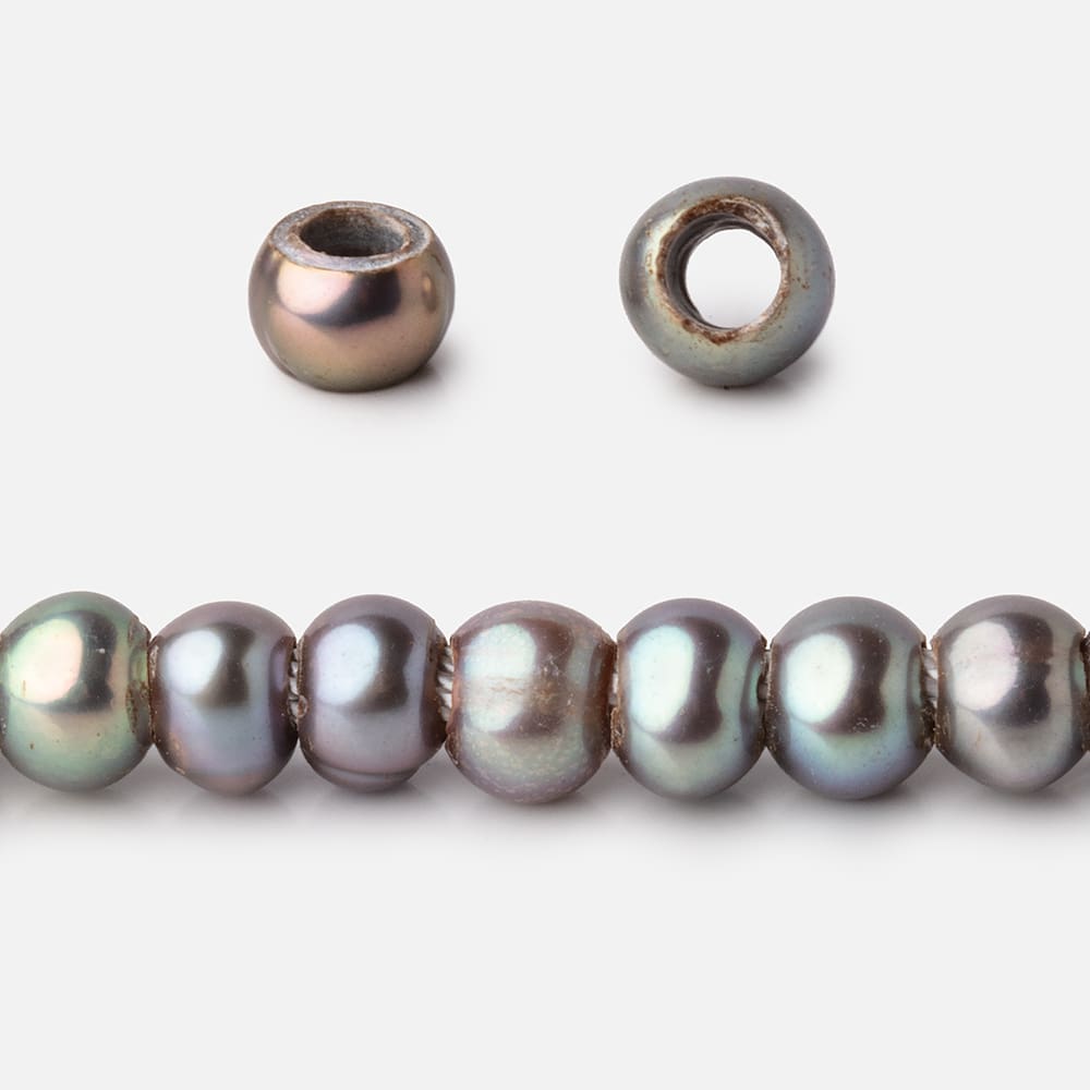 5-6mm Pistachio Silver Off Round 2.5mm Large Hole Pearls 95 Beads - Beadsofcambay.com
