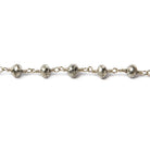 5-6mm Pyrite faceted rondelle Silver Chain by the foot 26 pieces - Beadsofcambay.com