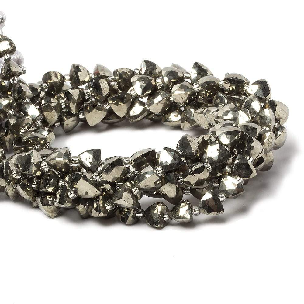 5-6mm Pyrite straight drilled triangle beads 8 inch 30 pieces - Beadsofcambay.com